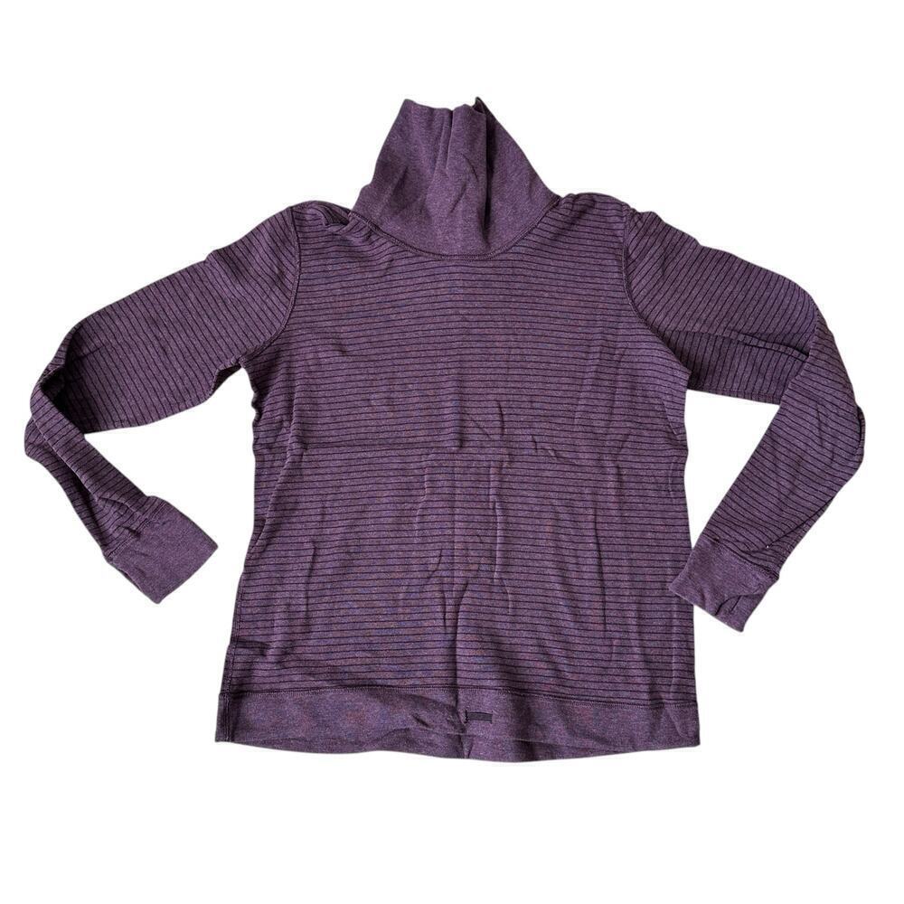 Lululemon purple stripe cowl neck reversible women's sweater pullover size 6